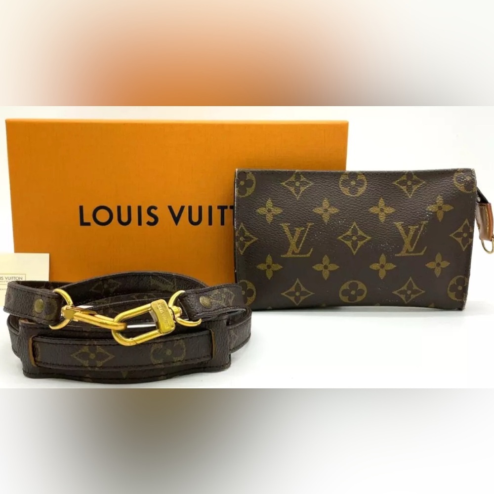 Auth  Louis Vuitton Monogram Bucket Pouch and Strap W/Box